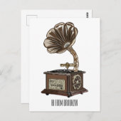 Turntable Cartoon Postkarte (Vorne/Hinten)