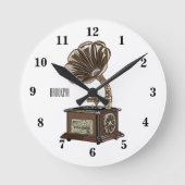 Turntable Cartoon Runde Wanduhr (Vorderseite)