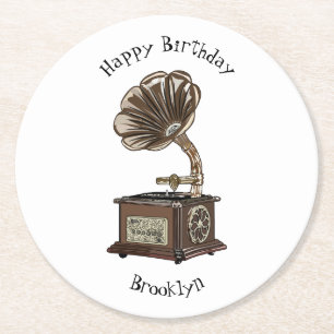 Turntable Cartoon Runder Pappuntersetzer