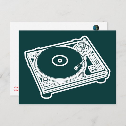 Turntable der Alten Schule Postkarte (Vorne/Hinten)