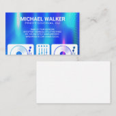 Turntable | DJ | Musik | Blue Metallic Abstrakt Visitenkarte (Vorne/Hinten)