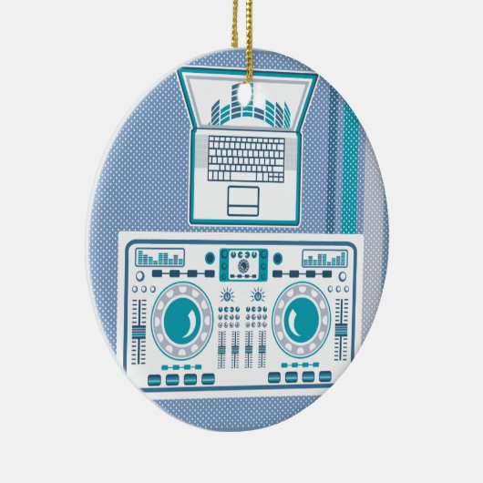 Turntable mit Laptop DJ-Ausrüstung Vektor Keramik Ornament (Rechts)