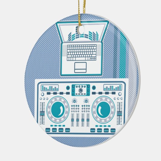 Turntable mit Laptop DJ-Ausrüstung Vektor Keramik Ornament (Links)