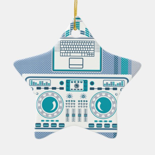 Turntable mit Laptop DJ-Ausrüstung Vektor Keramik Ornament (Vorne)