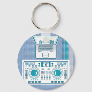 Turntable mit Laptop DJ-Ausrüstung Vektor Schlüsselanhänger