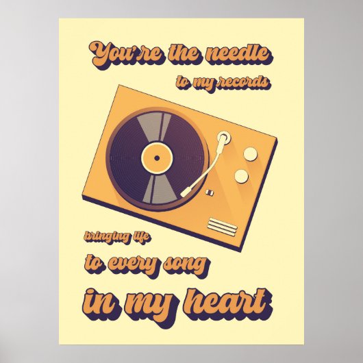 Turntable mit Liebe-bezogenen Text. Poster (Vorne)