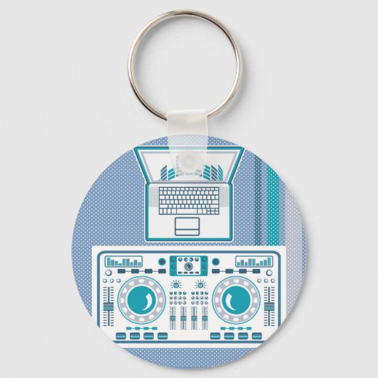Turntable mit Notebook-DJ-Gerät Vector Schlüsselanhänger (Vorderseite)