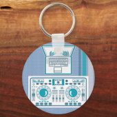 Turntable mit Notebook-DJ-Gerät Vector Schlüsselanhänger (Vorderseite)