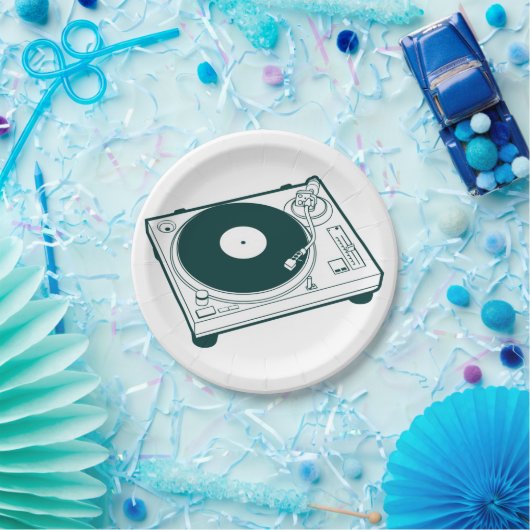 Turntable "Old School Wax" (Vinyl) Pappteller (Party)