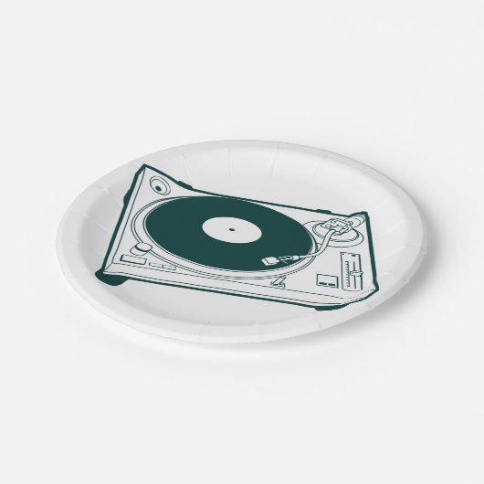 Turntable "Old School Wax" (Vinyl) Pappteller (Schrägansicht)