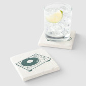 Turntable "Old School Wax" (Vinyl) Steinuntersetzer (Seitenansicht)