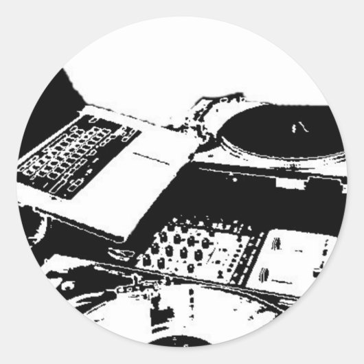 Turntable schwarz-weiß runder aufkleber (Vorderseite)