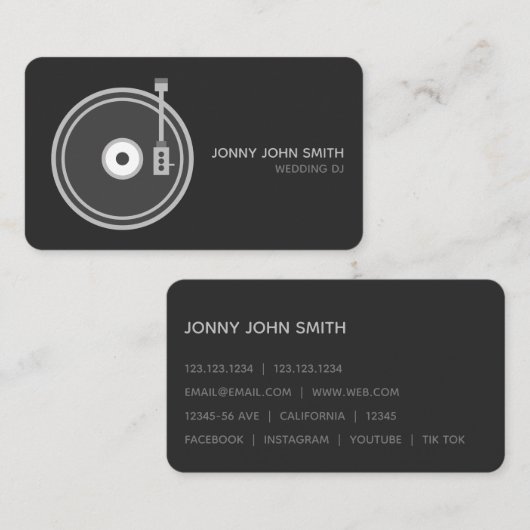 Turntable Vinyl Record Player für Musik Visitenkarte (Vorne/Hinten)