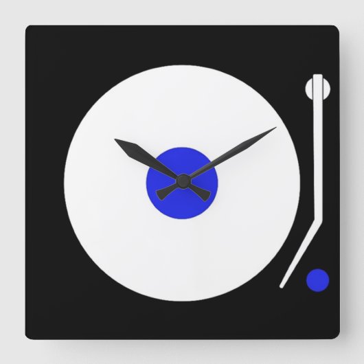 Turntable Wall Clock Quadratische Wanduhr (Vorderseite)
