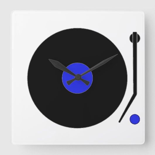 Turntable Wall Clock Quadratische Wanduhr (Vorderseite)