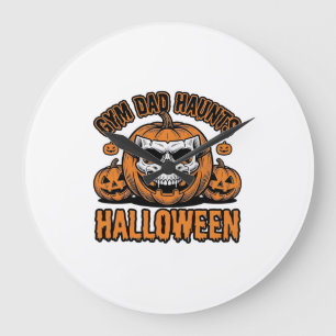 Turnvater Halloween Vintage Kürbis Schädel_1 Große Wanduhr
