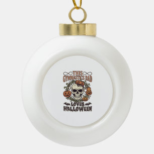 Turnvater liebt Halloween-Schädel-Kürbisse-Flederm Keramik Kugel-Ornament