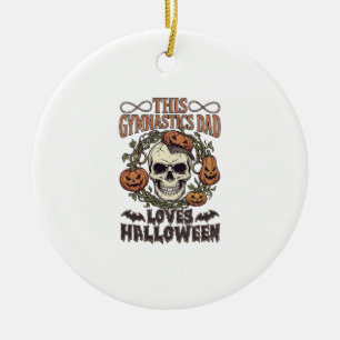 Turnvater liebt Halloween-Schädel-Kürbisse-Flederm Keramik Ornament