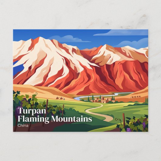 Turpan Flammende Berge China Postkarte (Vorderseite)