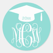 Turq Aqua Reben Schrift Monogramm Abschluss DIY Hi