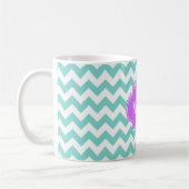 Turq / Aqua Wht Zickzack Lilac 3 Initialmonogramm Kaffeetasse (Links)
