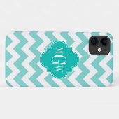 Turq/Aqua, Zickzack Aquamarin 3 Initialmonogramm Case-Mate iPhone Hülle (Rückseite (Horizontal))