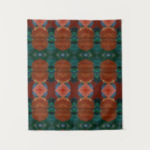 Turq & Coral Ikat Pouf