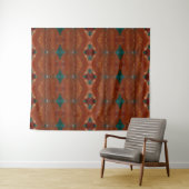 Turq & Coral Ikat Wandteppich (Beispiel (Horizontal))