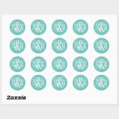 Turq White B&G Vine Script Monogram DIY BG Runder Aufkleber (Blatt)