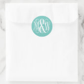 Turq White B&G Vine Script Monogram DIY BG Runder Aufkleber (Tasche)