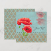 Turqoise Baroque Poppies - Grußkarte (Vorne/Hinten)