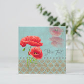 Turqoise Baroque Poppies - Grußkarte (Stehend Vorderseite)