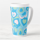 Turqoise Blue Retro Heart Latte Mug Milchtasse (Rechte Ecke)