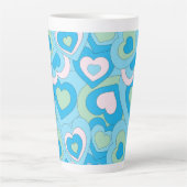 Turqoise Blue Retro Heart Latte Mug Milchtasse (Vorderseite)