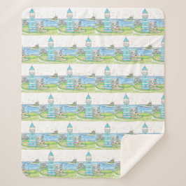 Turqoise Lighthouse Sherpa Blanket Sherpadecke