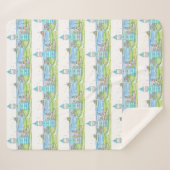 Turqoise Lighthouse Sherpa Blanket Sherpadecke (Vorderseite (Horizontal))