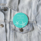 Turqoise Modern Tropical Starfish Beach Hochzeit Button (Beispiel)