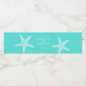 Turqoise Modern Tropical Starfish Beach Hochzeit Wasserflaschenetikett (Einzelnes Label)