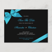 Turqoise Ribbon Wedding Save the Date 4 Ankündigungspostkarte (Vorderseite)