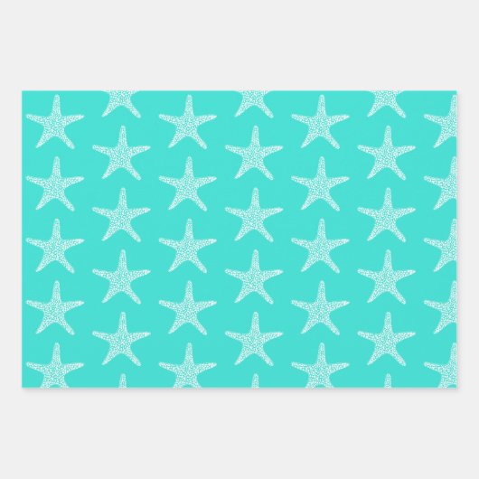Turqoise Starfish Beach Summer Nautic Pattern Geschenkpapier Set (Vorderseite 2)