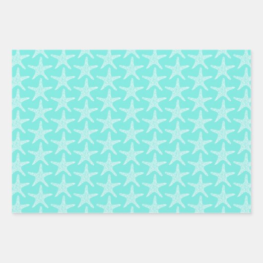 Turqoise Starfish Beach Summer Nautic Pattern Geschenkpapier Set (Vorderseite)