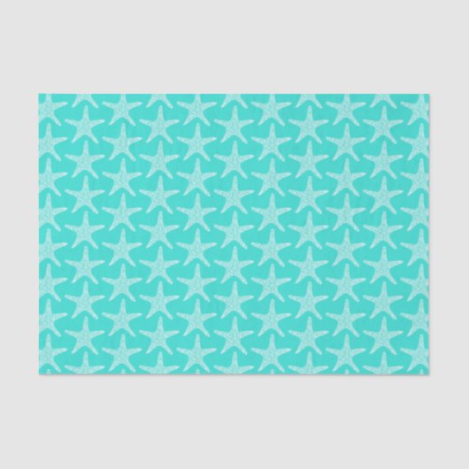 Turqoise Starfish Beach Summer Nautic Pattern Seidenpapier (Vorderseite)
