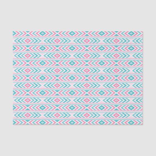 Turqoise und Pink Boho Aztec Muster Seidenpapier (Vorderseite)