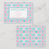 Turqoise und rosa geometrisches Aztekenmuster Visitenkarte (Vorne/Hinten)