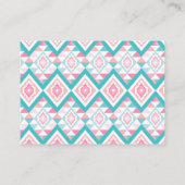 Turqoise und rosa geometrisches Aztekenmuster Visitenkarte (Rückseite)