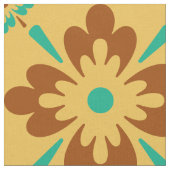 Turqouise Brown and Yellow Spanish Tile Muster Stoff (Nahaufnahme)