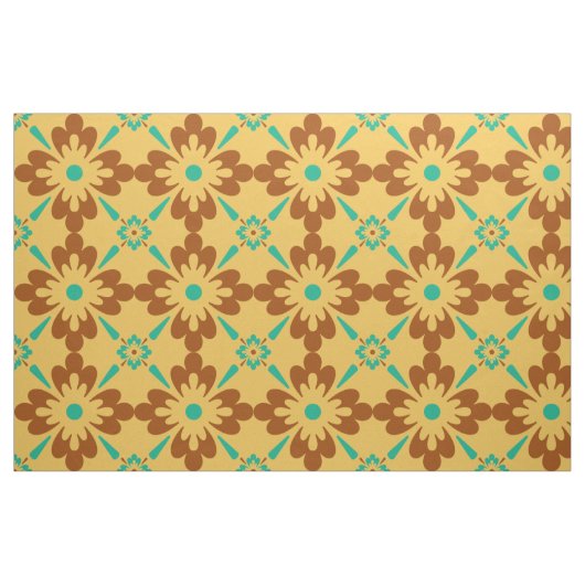 Turqouise Brown and Yellow Spanish Tile Muster Stoff (Fat Quarter (45,7 x 55,9 cm))