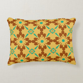 Turqouise Brown and Yellow Spanish Tile Muster Zierkissen