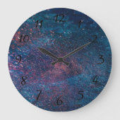Turqouise Galaxy Paint Glitzern Große Wanduhr (Vorderseite)