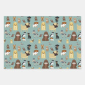 Turqouise Hintergrund Hunde Muster. Geschenkpapier Set (Vorderseite 2)